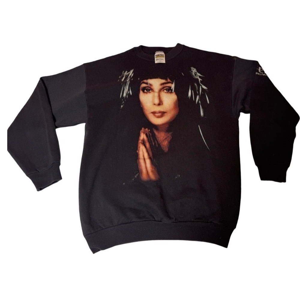 Vintage Cher Do You Believe Big Face Sweatshirt Black Crewneck Large‎ 90s